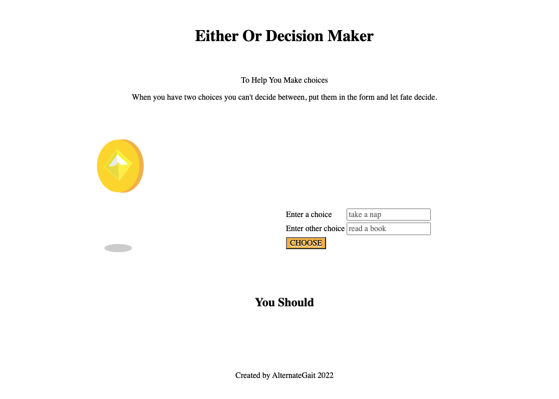 opens Either Or decision maker site in new tab