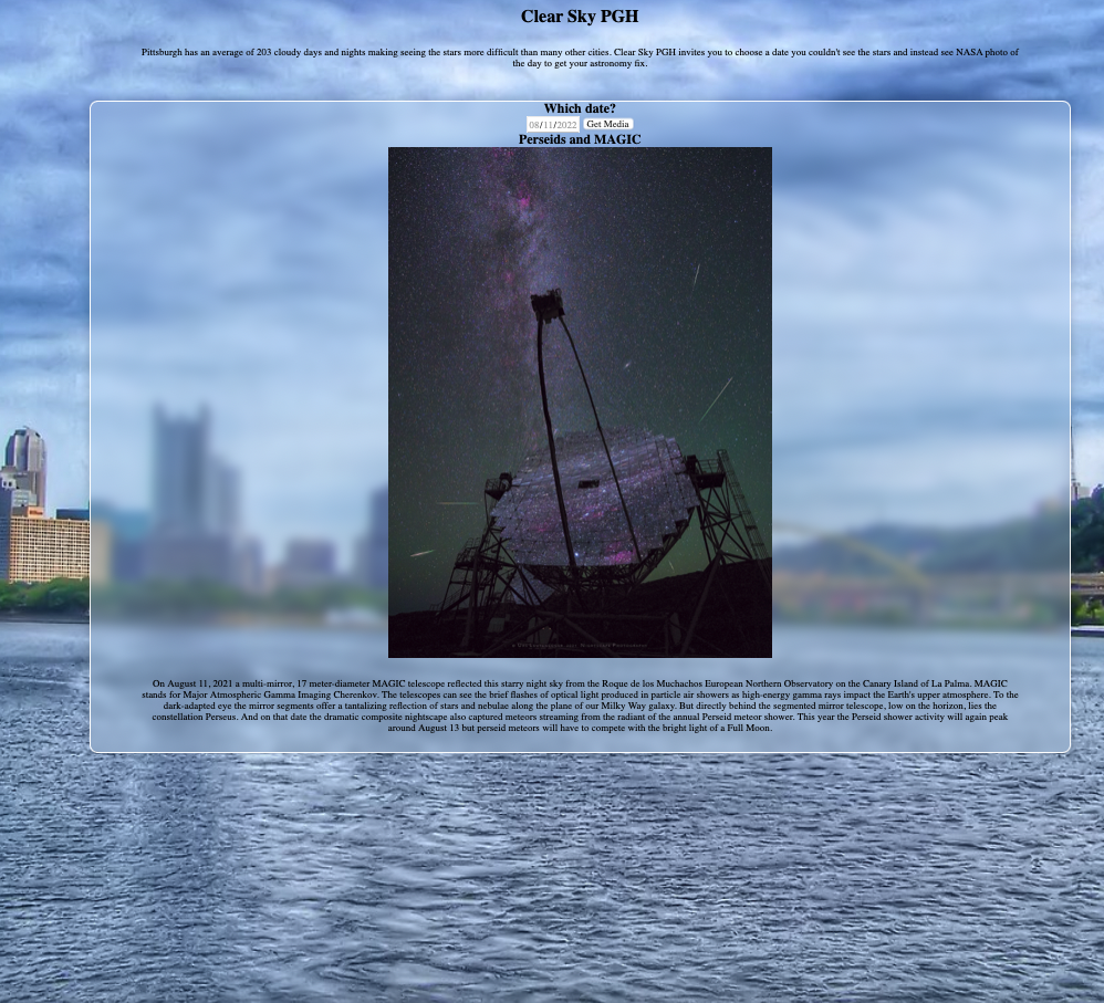 opens clear sky PGH site in new tab